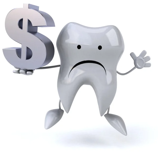 Зуб с табличкой доллара — стоковое фото