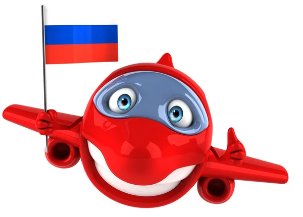 Plane with russia flag — Stock Photo, Image