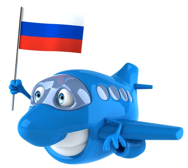 Plane with russia flag — Stock Photo, Image