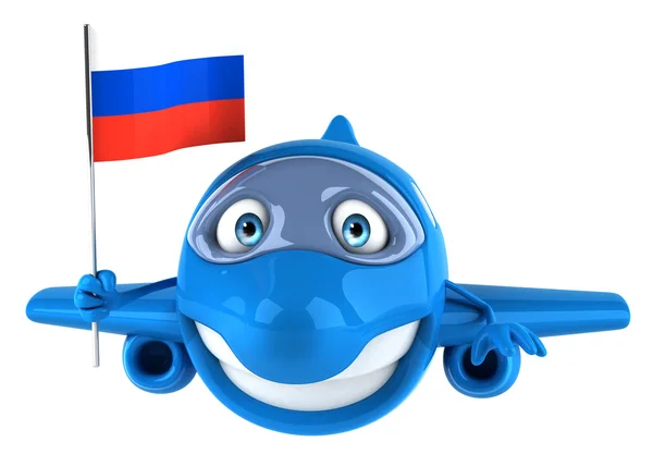 Plane with russia flag — Stock Photo, Image