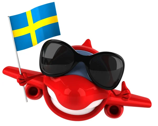 Avión con bandera sueca —  Fotos de Stock