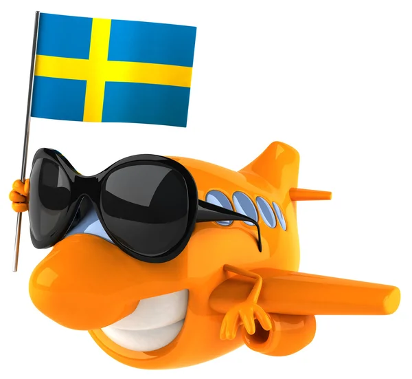 Plane with sweden flag — Stock Photo, Image