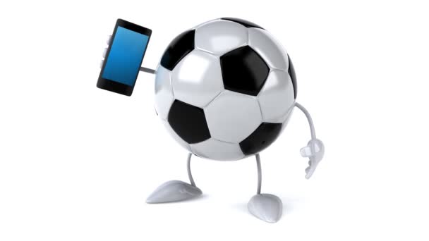 Soccer ball with phone — Stock Video