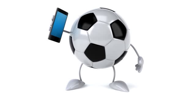 Soccer ball with phone — Stock Video