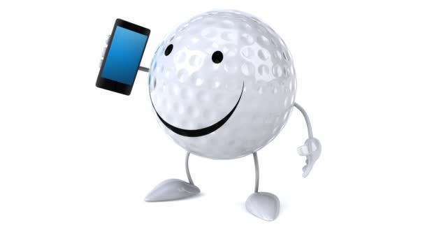 Golf ball met telefoon — Stockvideo