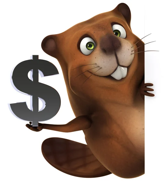 Beaver with dollar — Stock Photo, Image