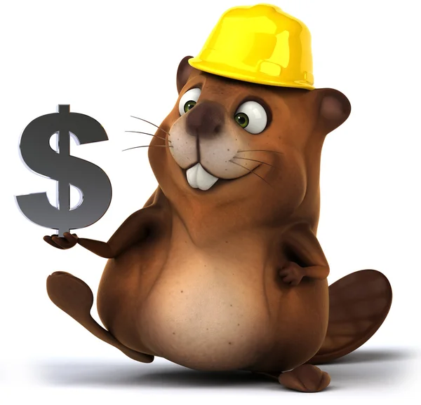 Beaver met dollar — Stockfoto