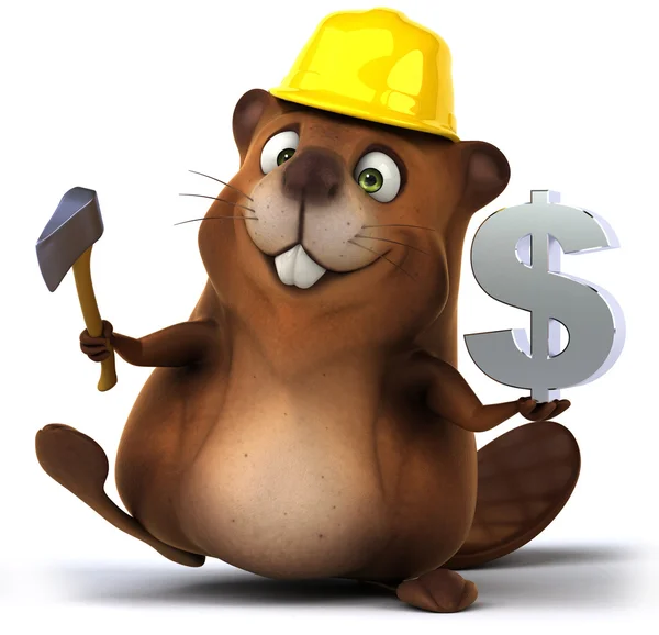 Beaver met dollar — Stockfoto