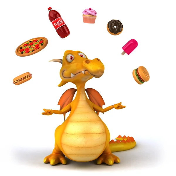 Drache mit Fast Food — Stockfoto