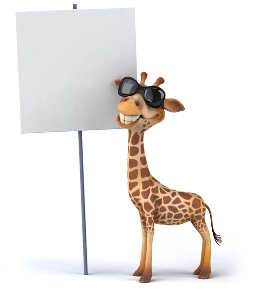 Giraffe met bord — Stockfoto