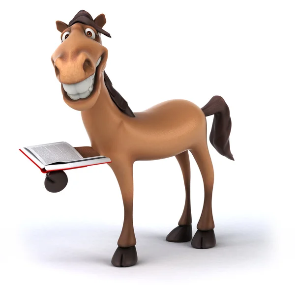 Häst med bok — Stockfoto