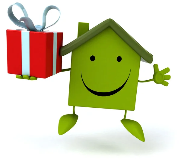 House with gift — Stock Photo, Image