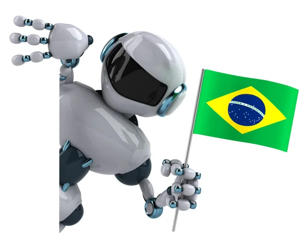 Robot con bandera de Brasil — Foto de Stock