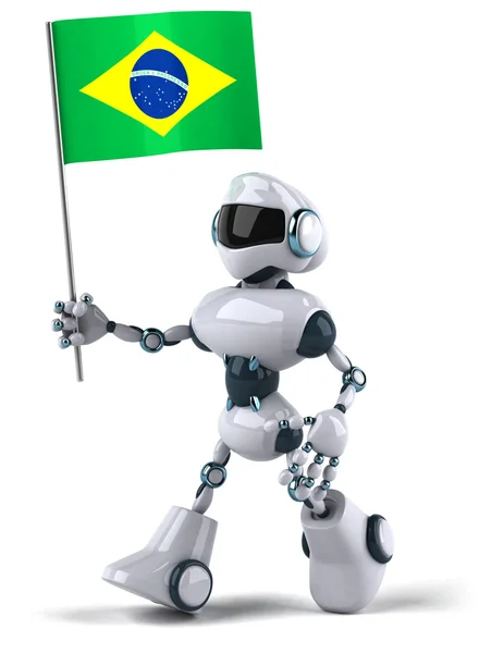 Robô com bandeira do Brasil — Fotografia de Stock