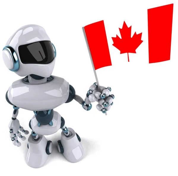 Robot con Bandera de Canada —  Fotos de Stock