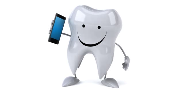 Tooth   with phone — Stock Video