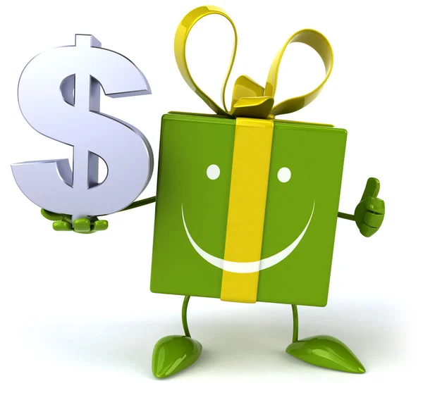 Gift with dollar sign — Stock Photo, Image