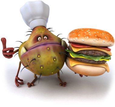 Şef mikrop hamburger ile