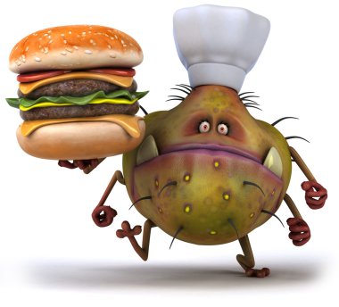 Şef mikrop hamburger ile