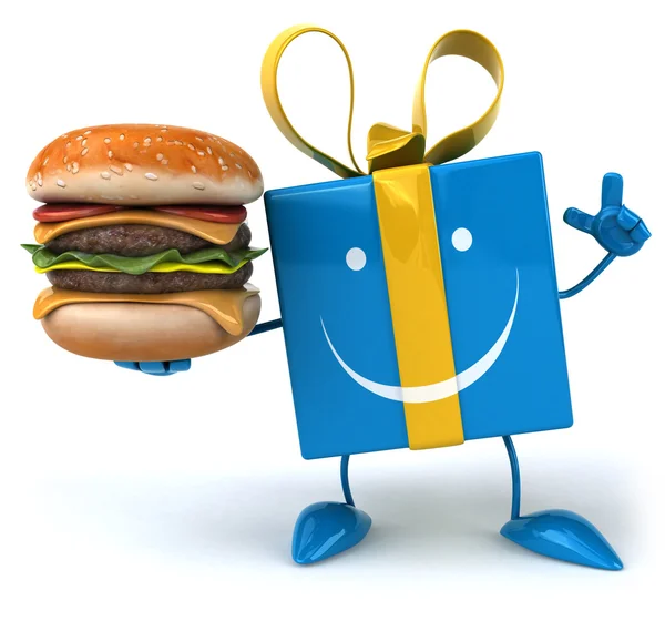 Hamburger ile hediye — Stok fotoğraf