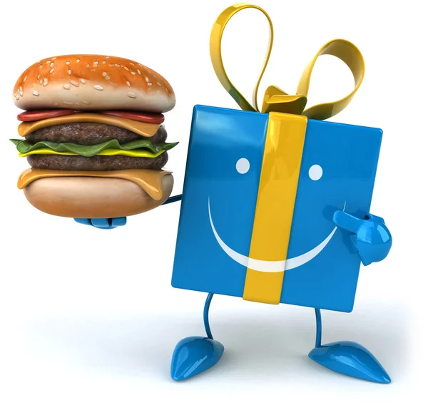 Hamburger ile hediye — Stok fotoğraf