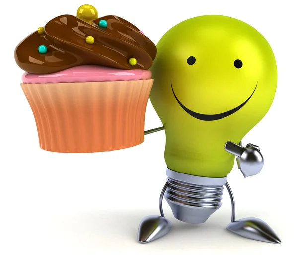 Light bulb with cupcake — Stock Photo, Image