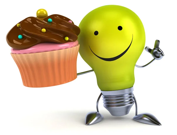 Light bulb with cupcake — Stock Photo, Image