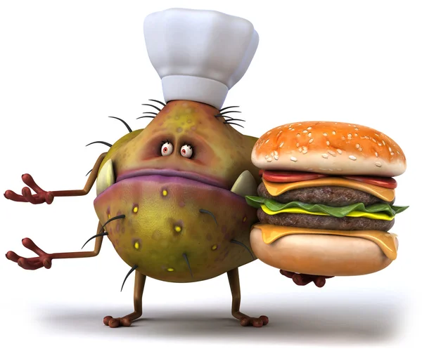 Germe di chef con hamburger — Foto Stock