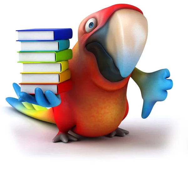 Papagei mit Büchern — Stockfoto