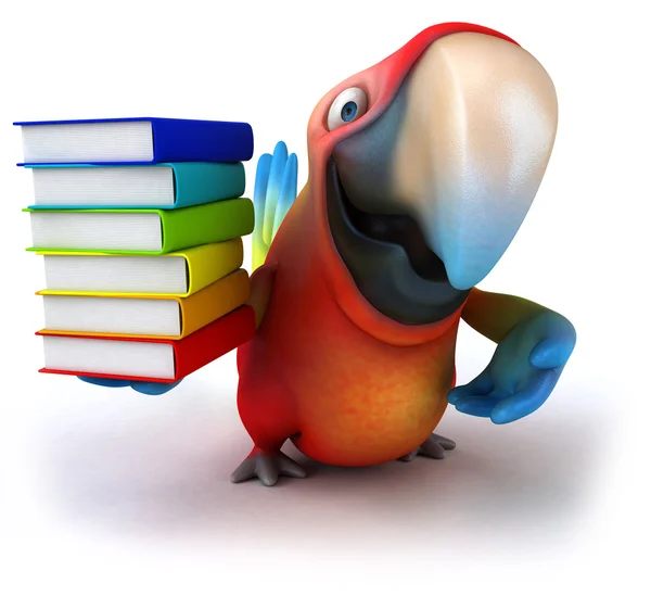 Παπαγάλος με βιβλία — Φωτογραφία Αρχείου