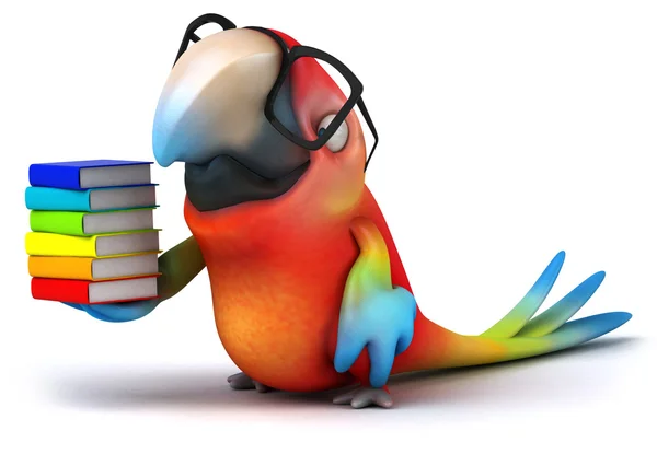 Parrot with books — Stock Photo, Image