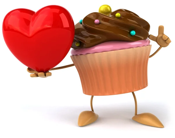 Cupcake with heart — Stock Photo, Image