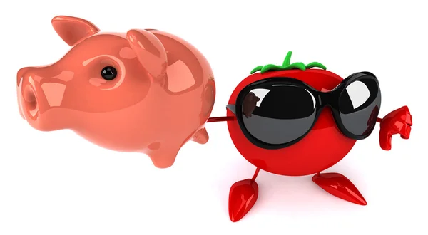 Tomato with piggy bank — Stock Photo, Image