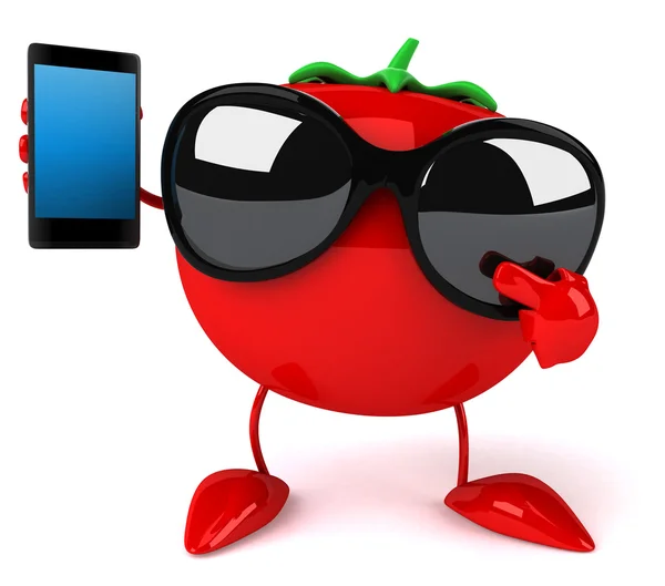 Tomate mit Telefon — Stockfoto