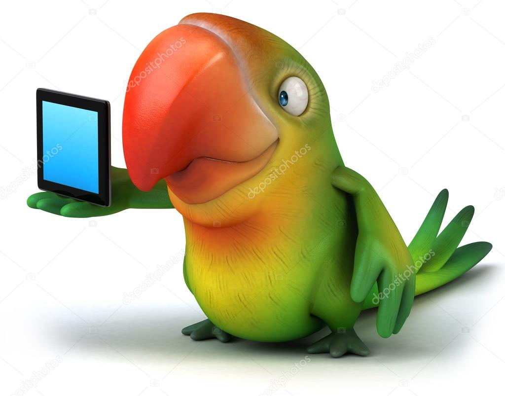 Parrot with tablet