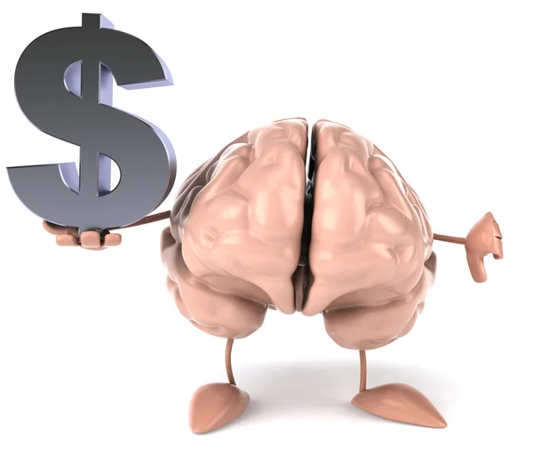 Cérebro com sinal de dólar — Fotografia de Stock