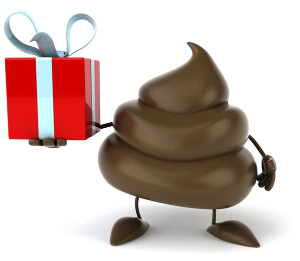 Poop with gift — Stock Photo, Image