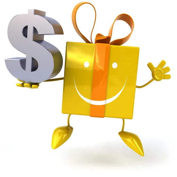 Gift with dollar sign — Stock Photo, Image