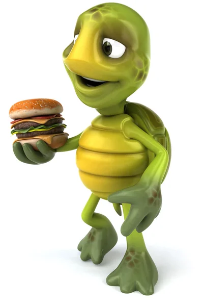 Turtle met hamburger — Stockfoto