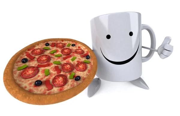 Mug with pizza — Stock Photo, Image