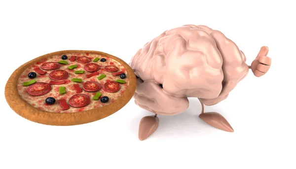 Brain with pizza — Stock Photo, Image