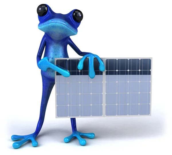 Frog with solar panel — Stock Photo, Image