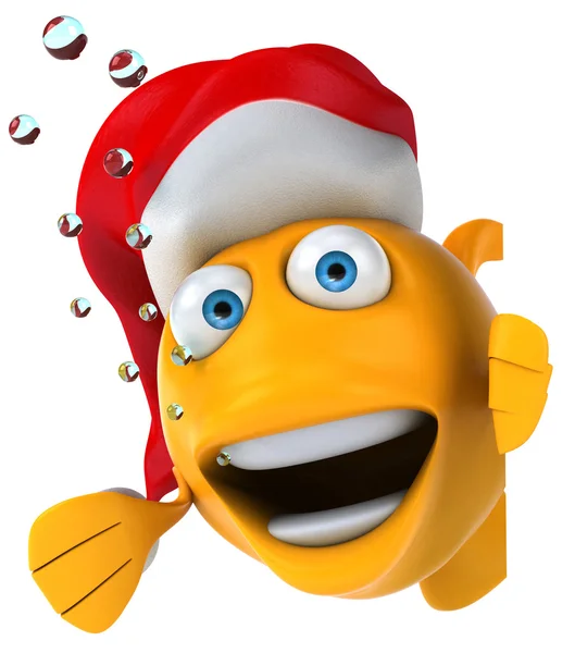 Fish with christmas hat — Stock Photo, Image