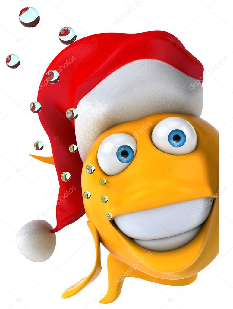 Fish with christmas hat — Stock Photo
