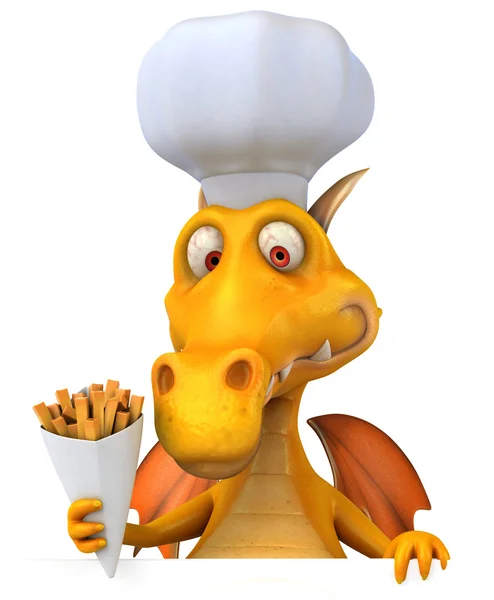 Dragon avec chapeau de cuisinier — Photo