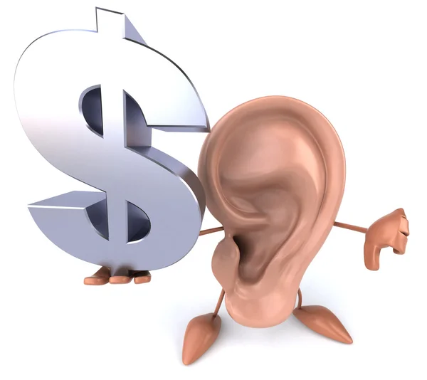 耳朵与美元符号 — 图库照片