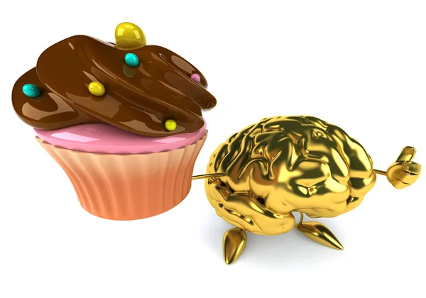 Cervello con cupcake — Foto Stock