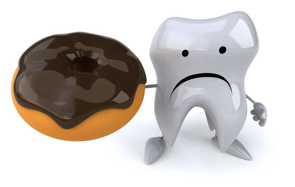 Tooth met donut — Stockfoto