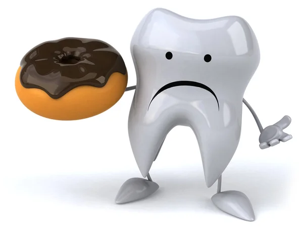 Tooth met donut — Stockfoto