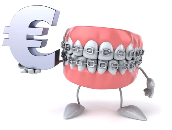 Teeth with euro sign — Stock Photo, Image